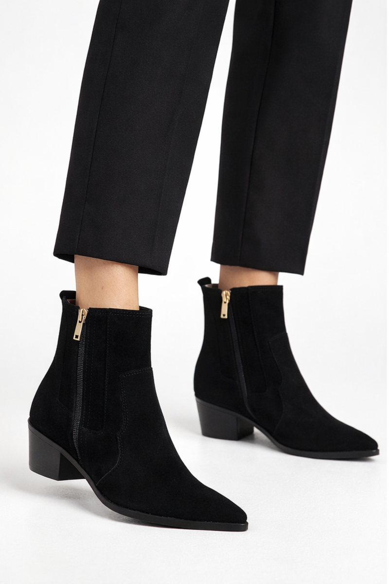 BOTAS DE ANTE COLOR NEGRO 1